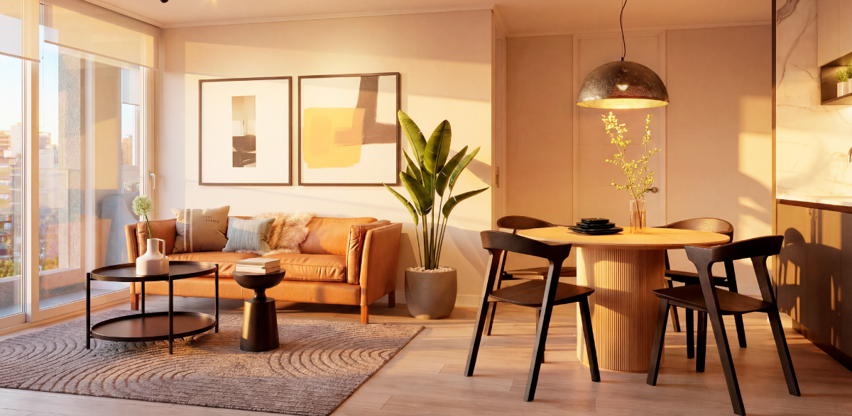 Living con cocina integrada